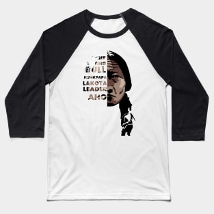 Sitting Bull Native American Half Face Design Baseball T-Shirt